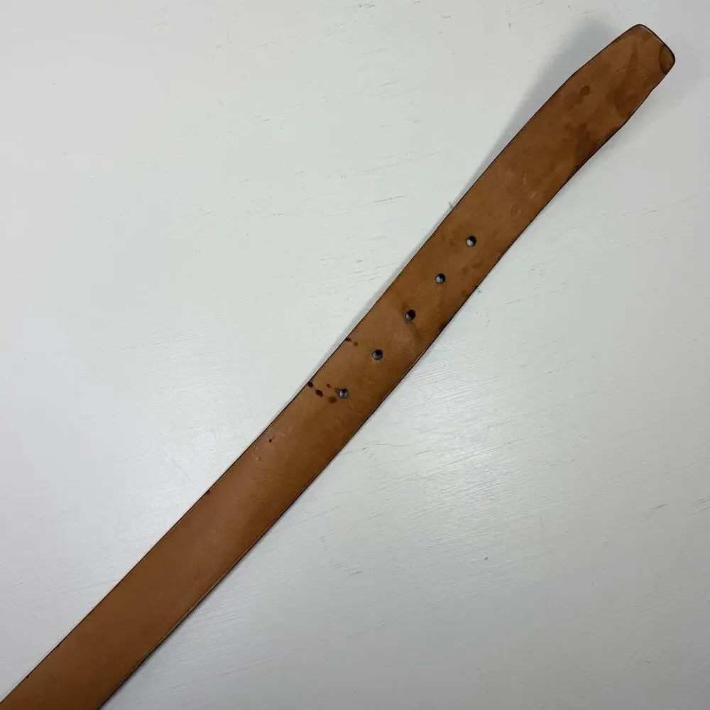 Mezlan Dress Belt 38 Brown Leather Silver Buckle 1-3/8